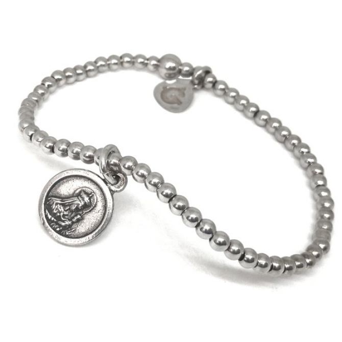 Pulsera Escapulario mini de plata bolitas